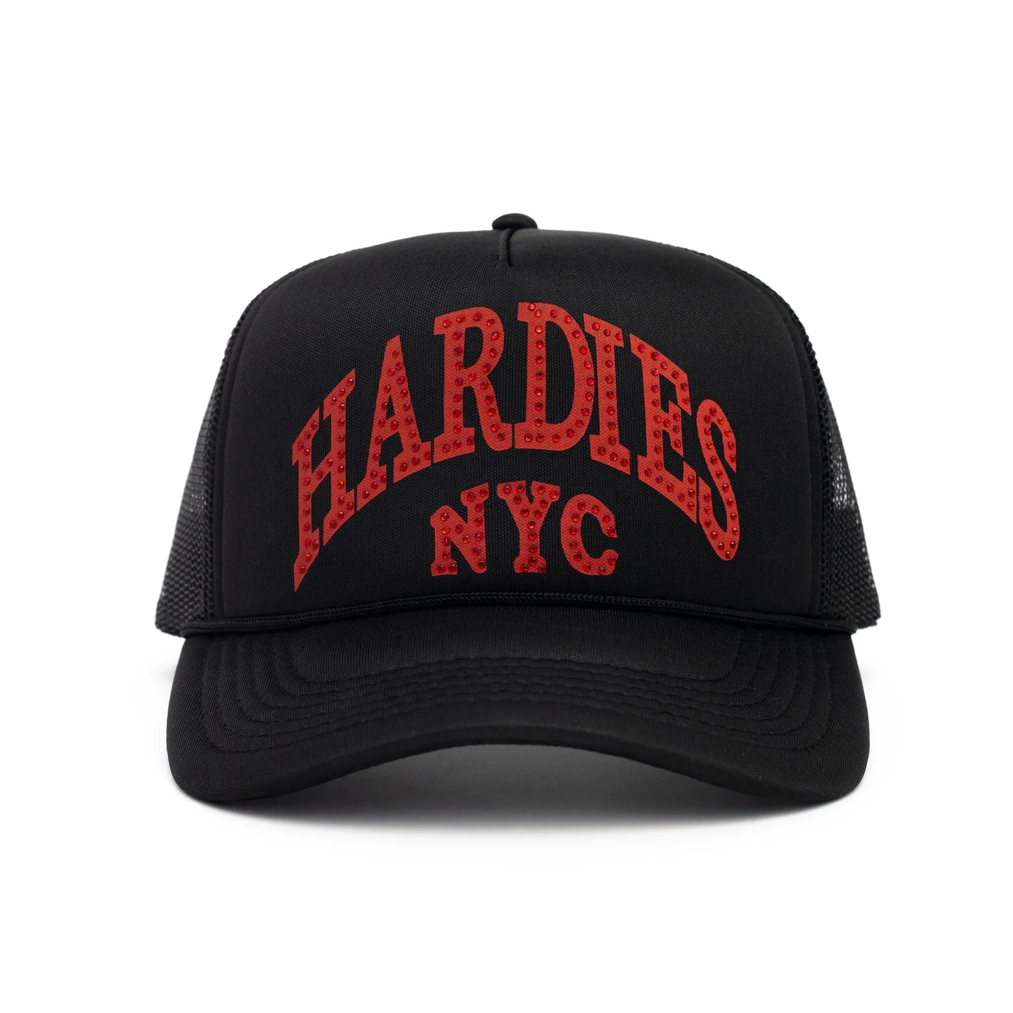 NYC Rhinestone Pre Curve Trucker Hat