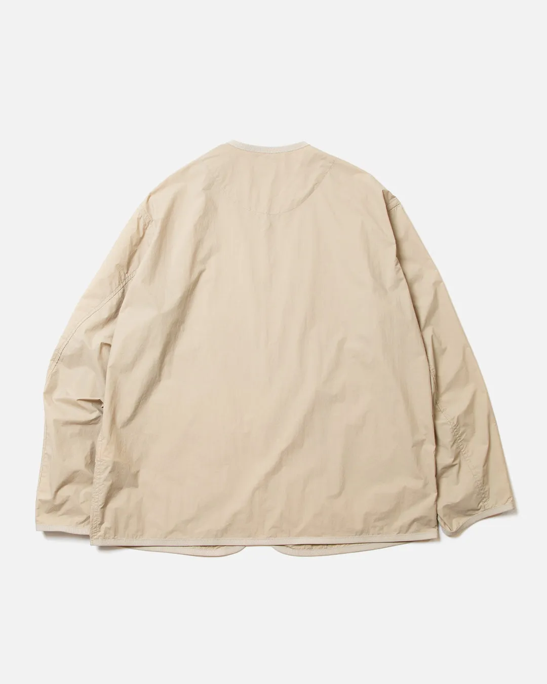 Nylon Tusser Collarless Jacket - Sand Beige