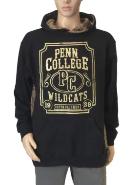 Penn College Wildcats Black & Camo Long Sleeve Pullover Hoodie Sweatshirt (L)