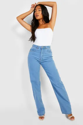 Petite Bleach Wash High Waist Boyfriend Jeans