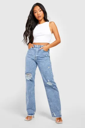 Petite Distressed Boyfriend Jeans