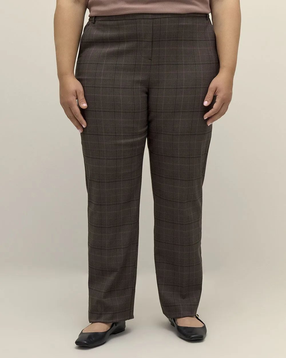 Petite, Plaid Straight-Leg Savvy Pant - PENN. Essentials