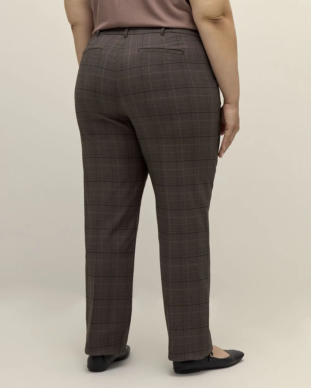 Petite, Plaid Straight-Leg Savvy Pant - PENN. Essentials