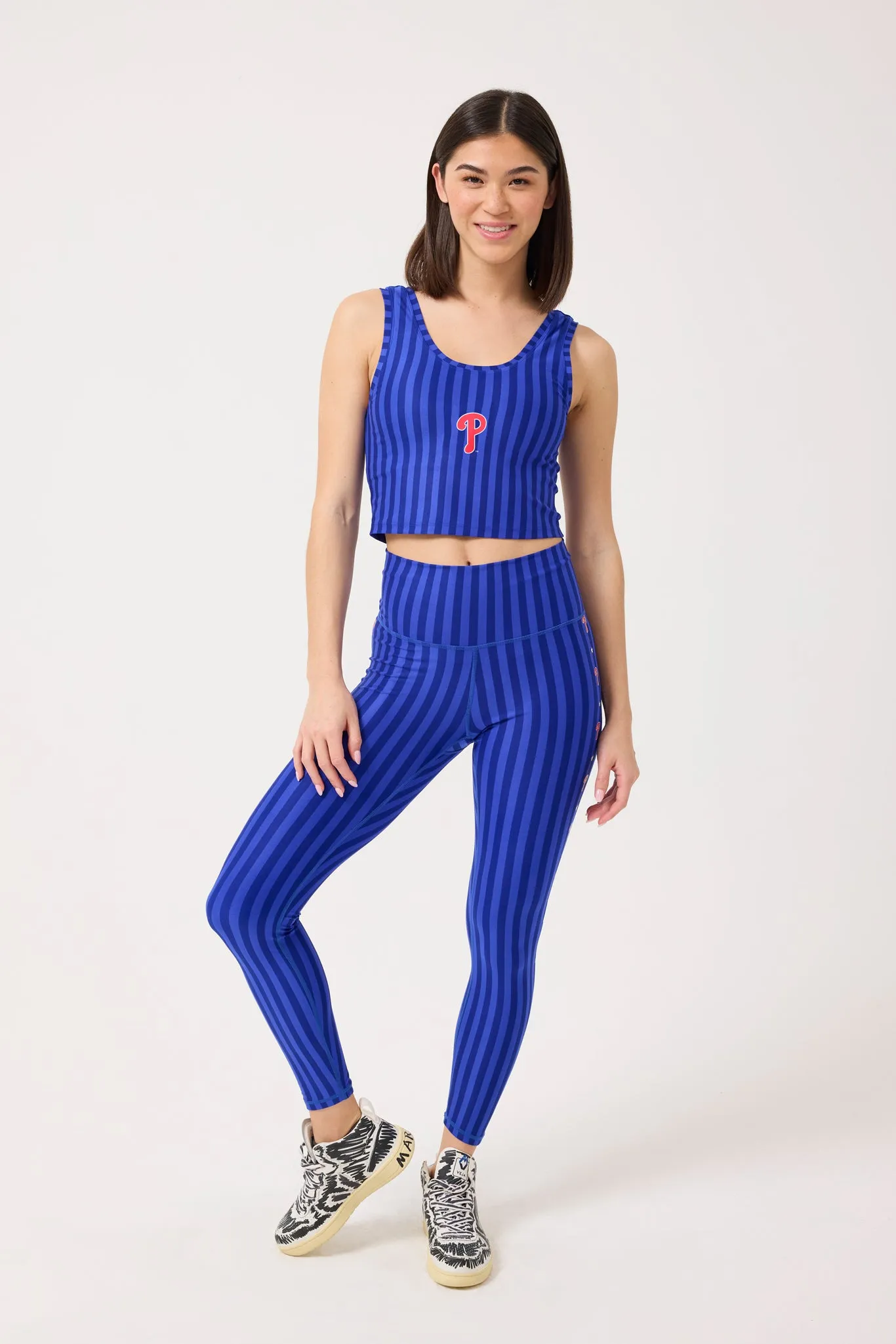 Phillies TLC Leggings in Electric Blue Chalk Stripe