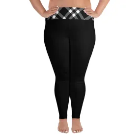 Plus Size Leggings Black and White Gingham