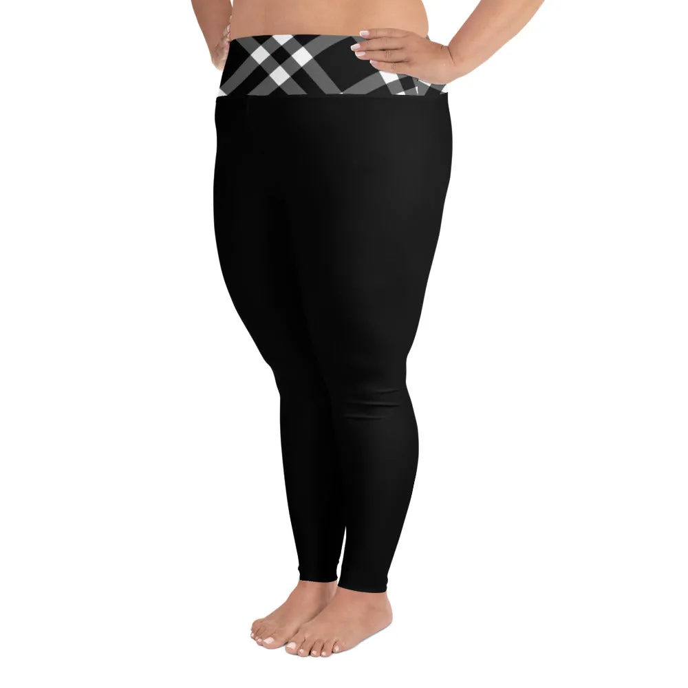 Plus Size Leggings Black and White Gingham