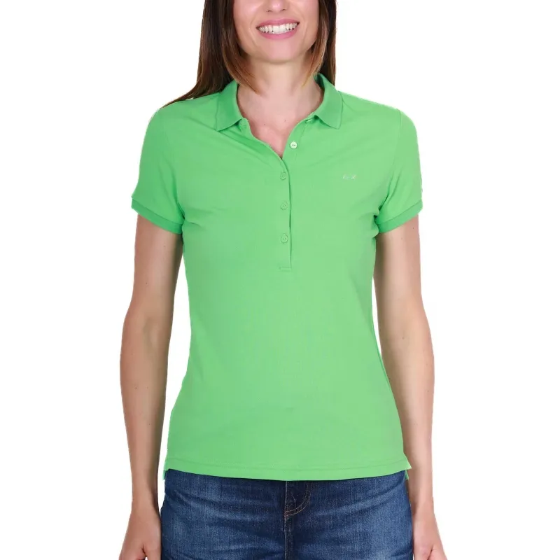 POLO DONNA MANICHE CORTE IN PIQUET STRETCH, VERDE