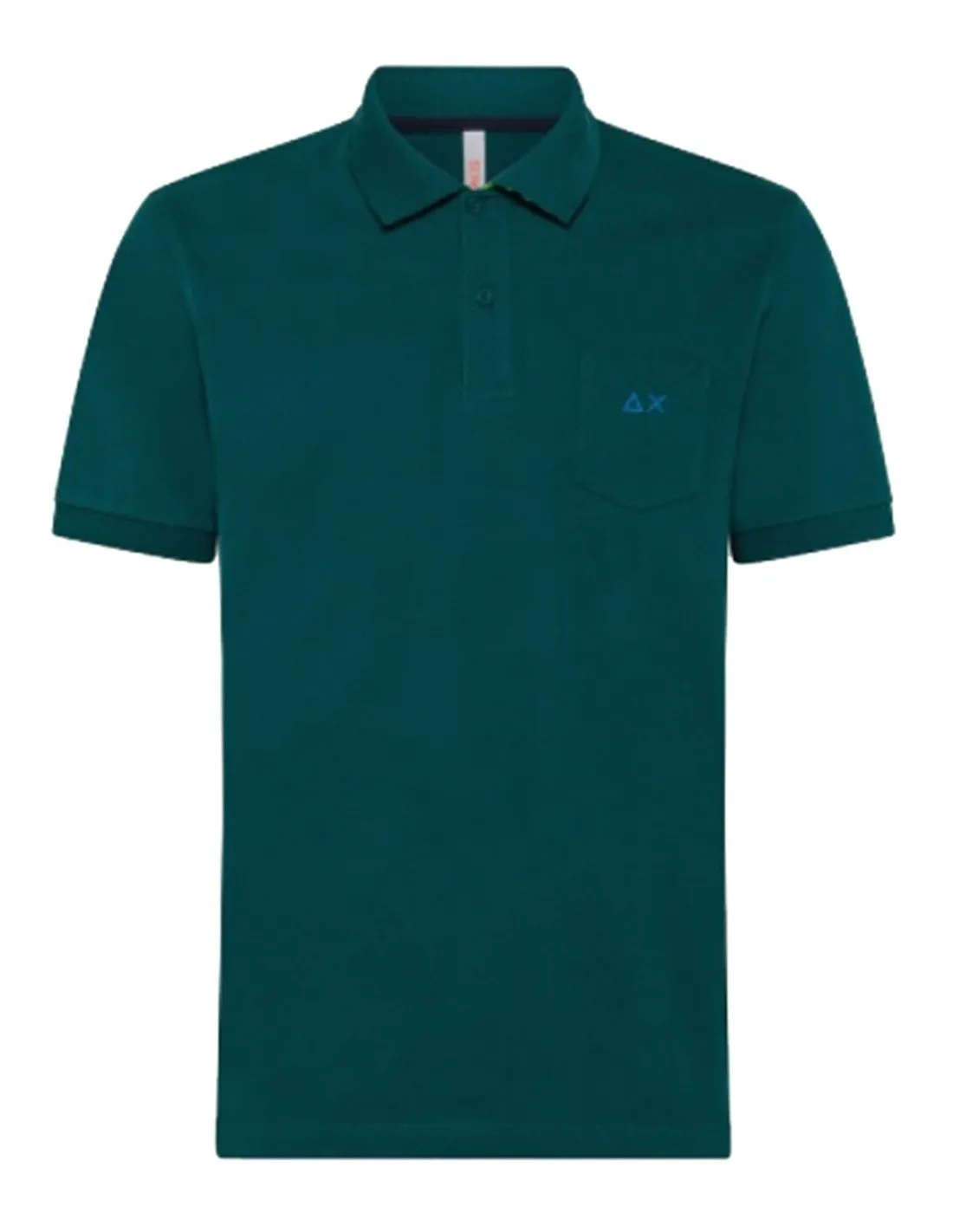 Polo Sun68 uomo Logo Stripes Under Collar El. A32109 verde inglese PE22