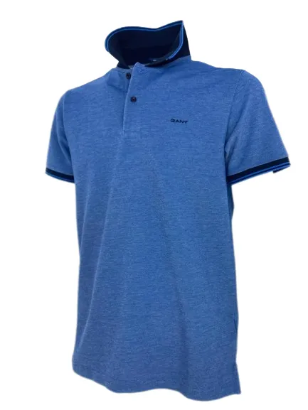 POLO UOMO BLU MISTO COTONE