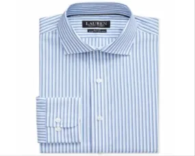 Ralph Lauren Men's Slim Fit No Iron Striped Dress Shirt Blue Size 15.5X34X35