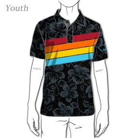 Retro Stripes Black Prism - OGA Youth Polo - Black