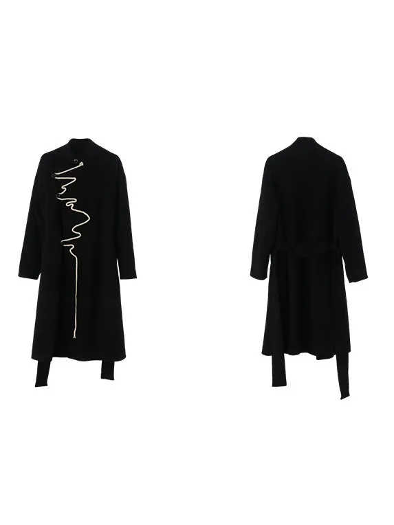 Rope Design Flower Buckle Niche Stand-Collar Coat