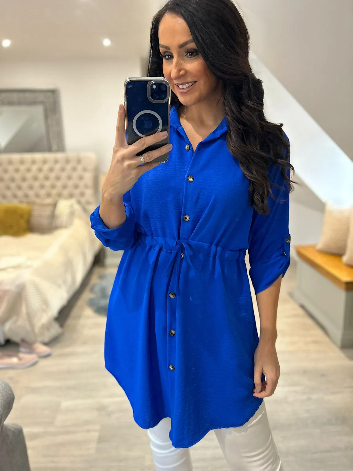 Royal Blue Tie Waist Tunic Rosie