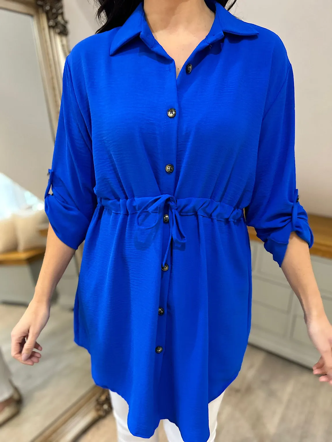 Royal Blue Tie Waist Tunic Rosie