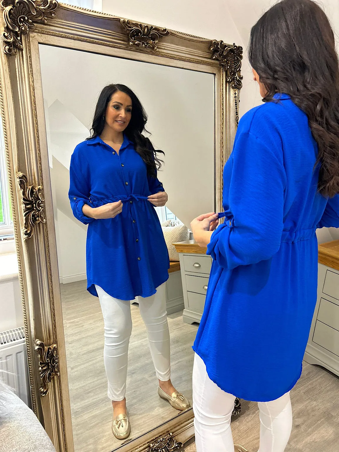 Royal Blue Tie Waist Tunic Rosie