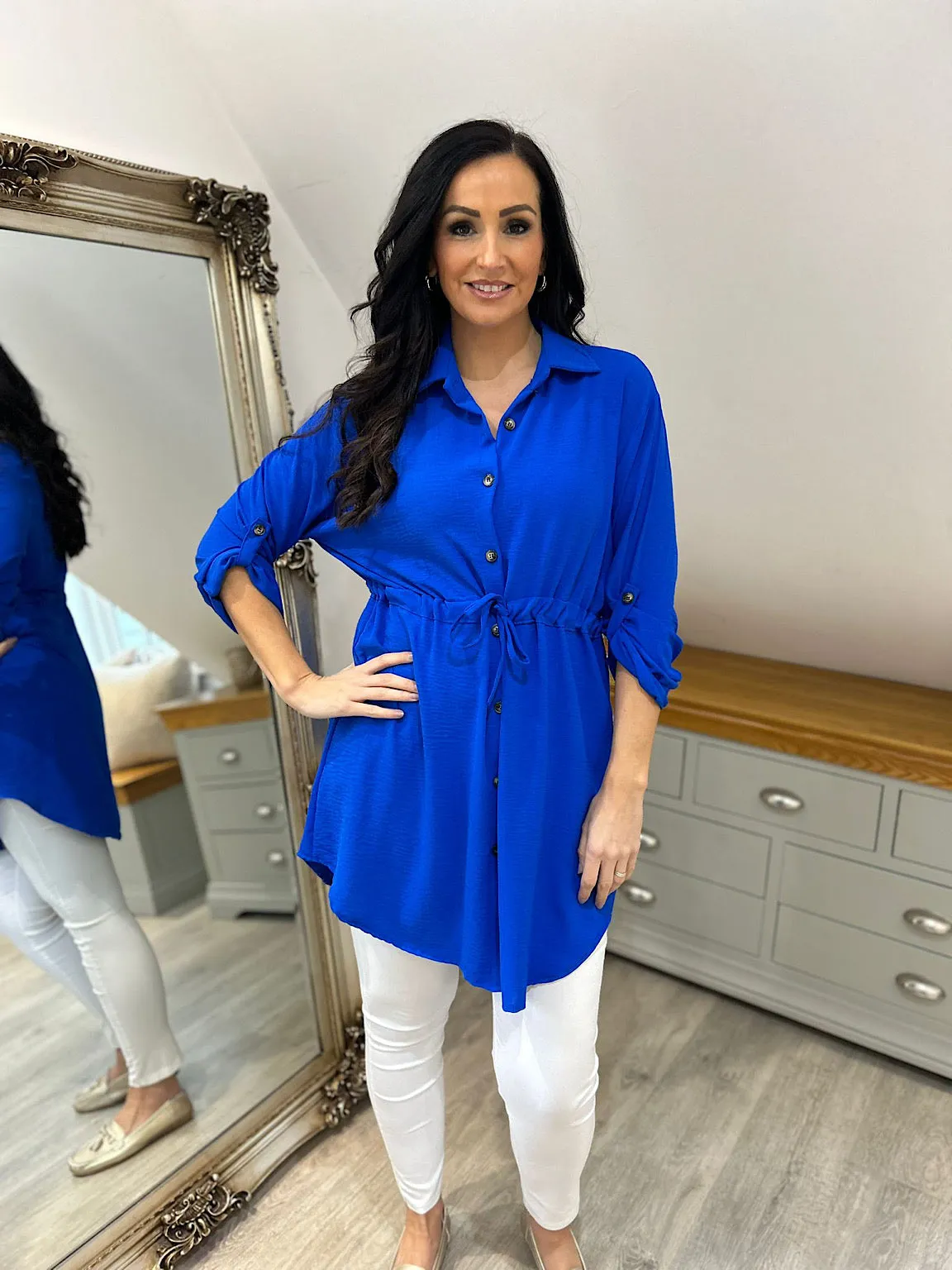 Royal Blue Tie Waist Tunic Rosie