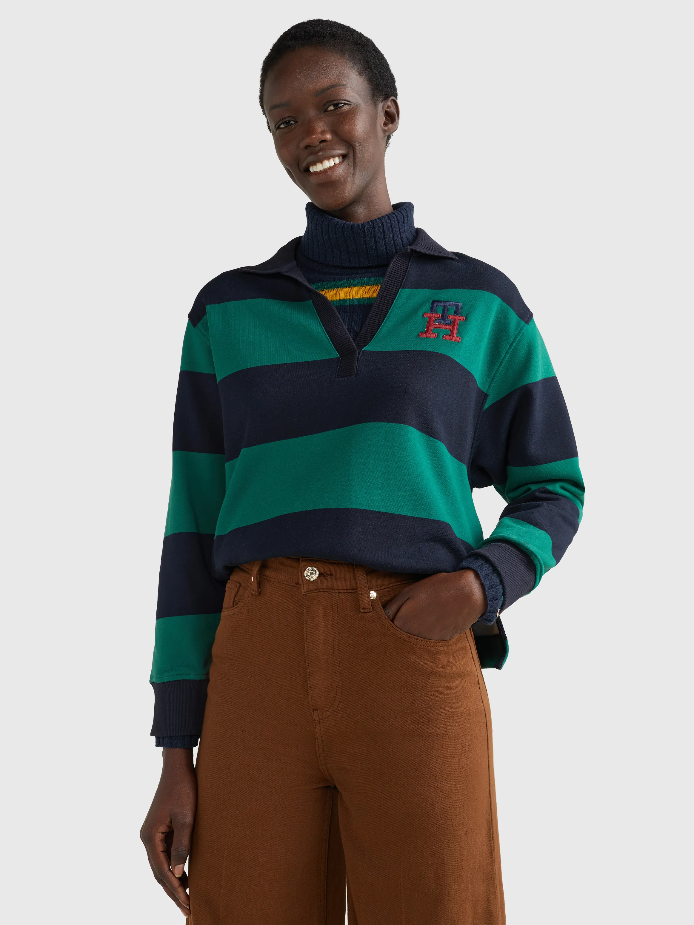 Rugby Stripe Monogram Relaxed Sweatshirt | Sweatshirts & Hoodies | Tommy Hilfiger