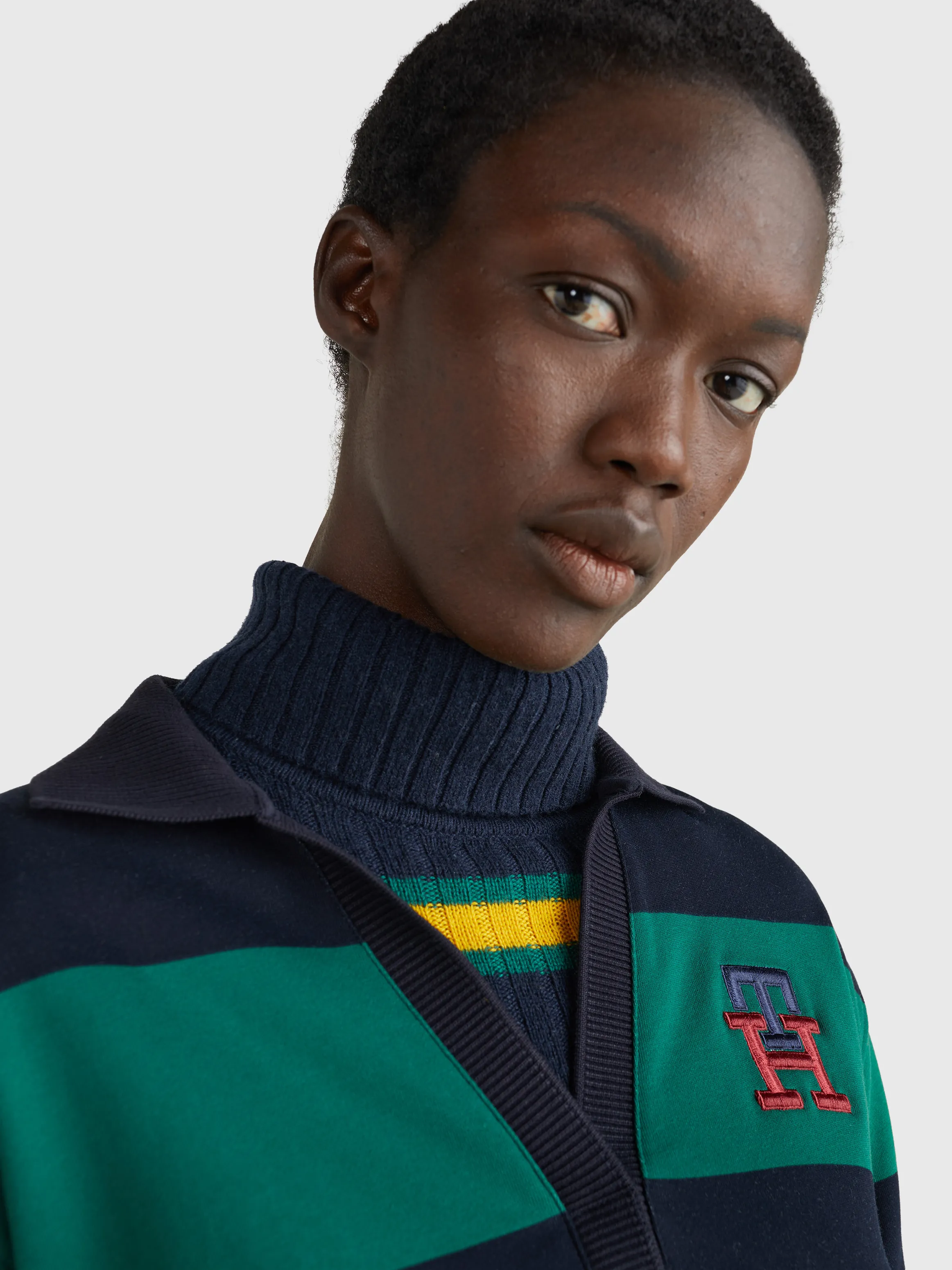 Rugby Stripe Monogram Relaxed Sweatshirt | Sweatshirts & Hoodies | Tommy Hilfiger