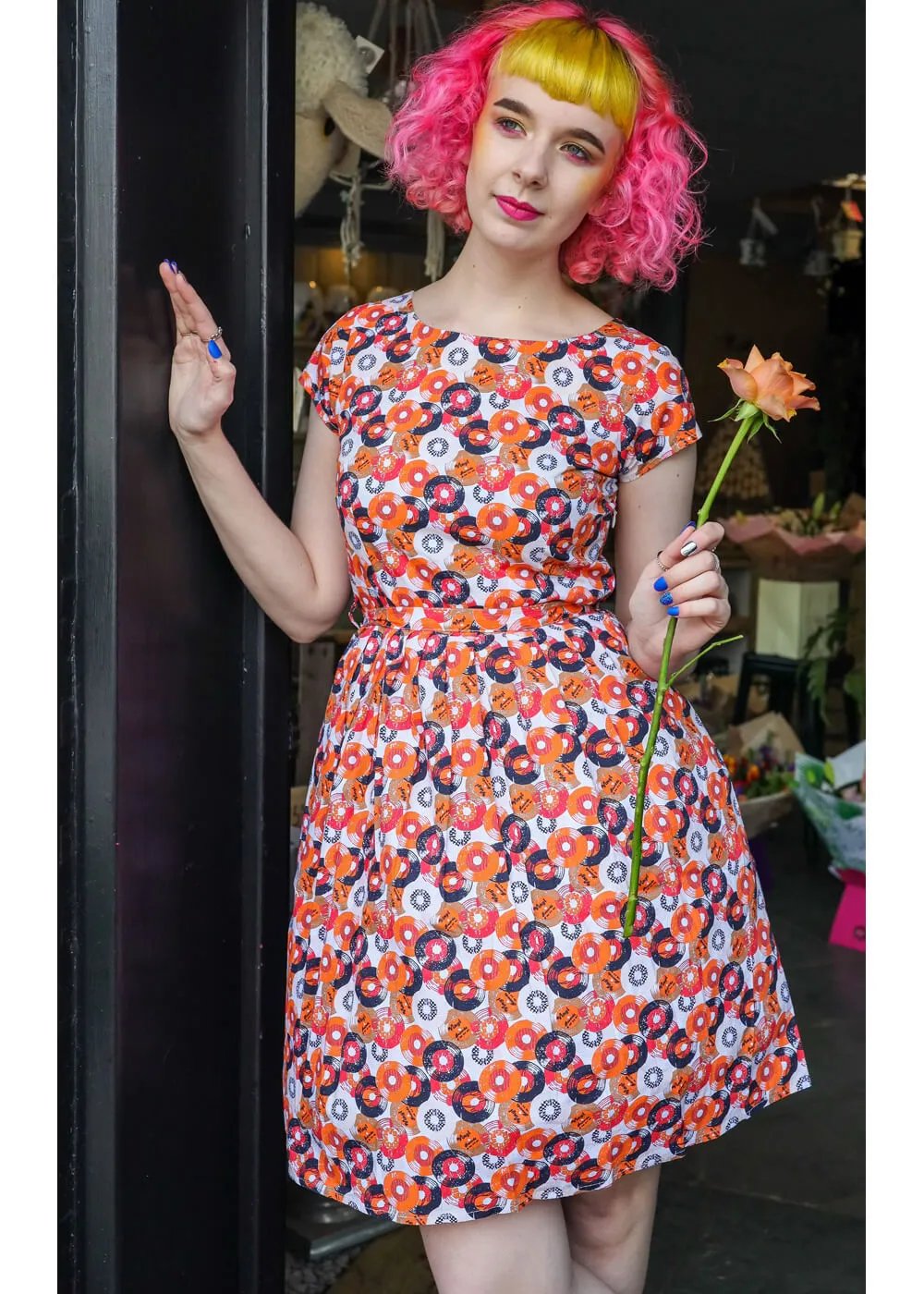 Run and Fly Vinyl Records 50's Dress Orange