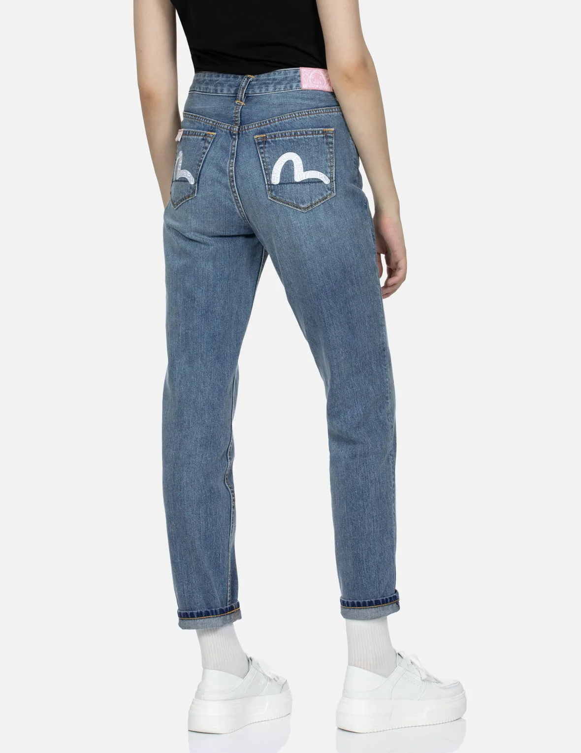 Seagull Embroidery Straight Fit Jeans