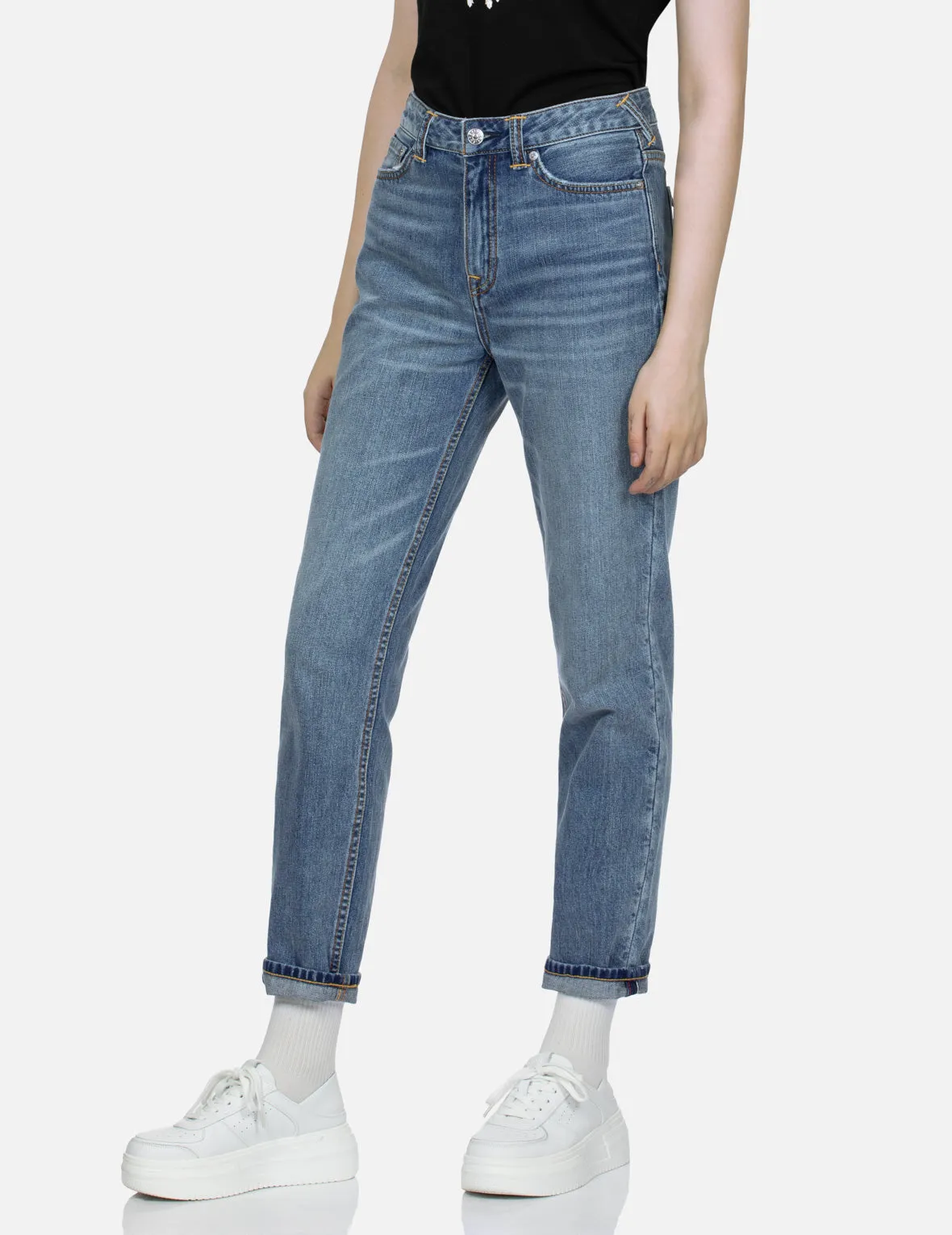 Seagull Embroidery Straight Fit Jeans