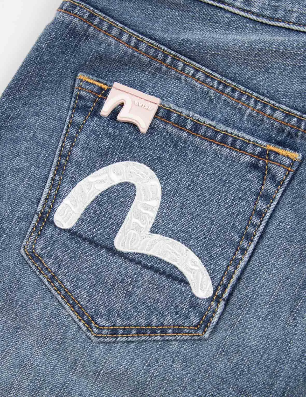 Seagull Embroidery Straight Fit Jeans