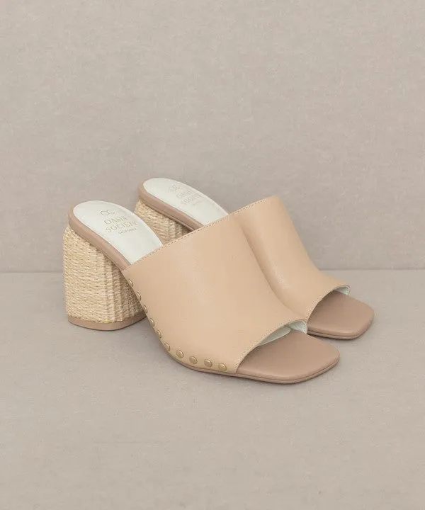 Serena Studded Raffia Slide Heel