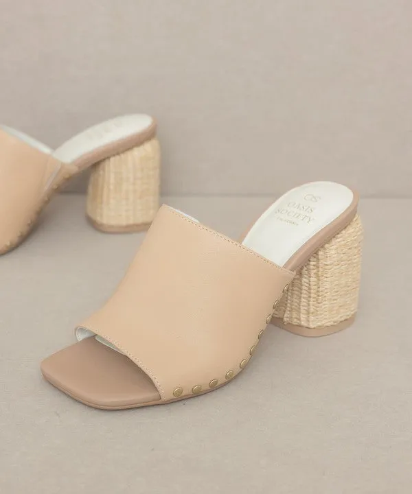 Serena Studded Raffia Slide Heel