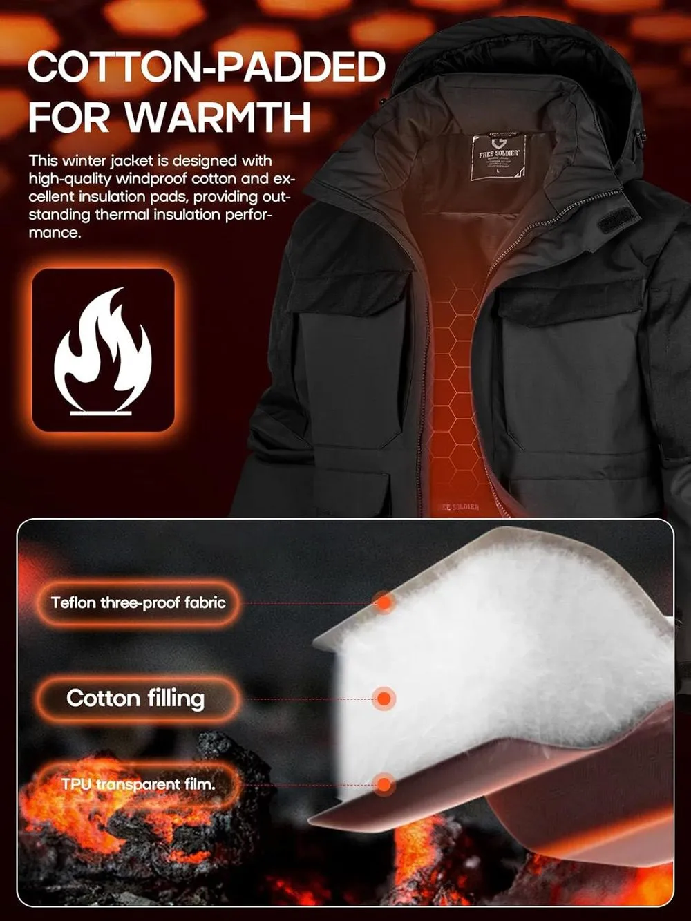 SHARP Men's Waterproof Ski Winter Jacket w/  Multi Pockets & Detachable Hood