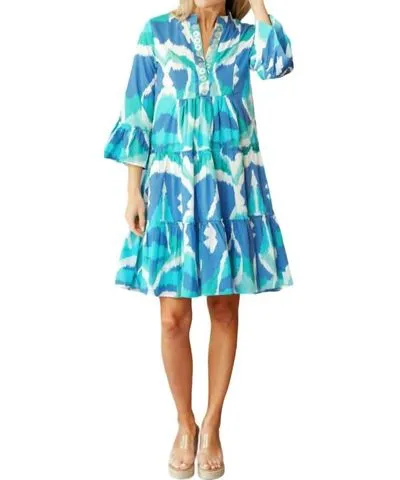 SHERIDAN FRENCH Caty Dress In Cerulean Watercolor Ikat