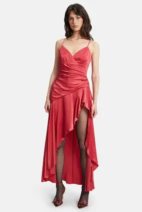 Sorella Ruffle Midi Dress - Wine