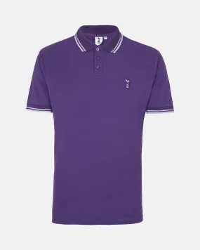 Spurs Mens Purple Tipped Cotton Pique Polo