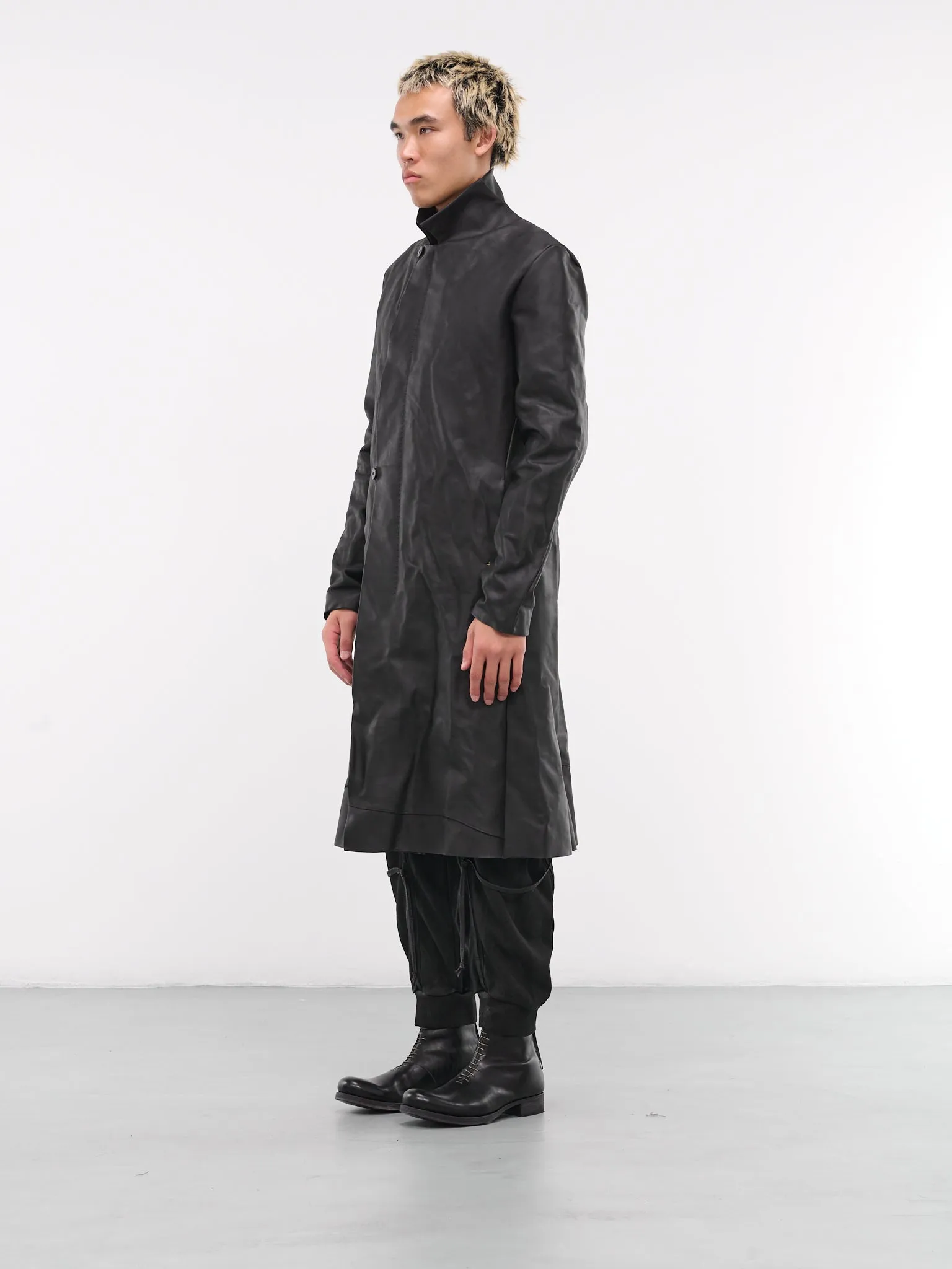 Stand Collar Leather Coat (C125Z-VA-1-0-BLACK)