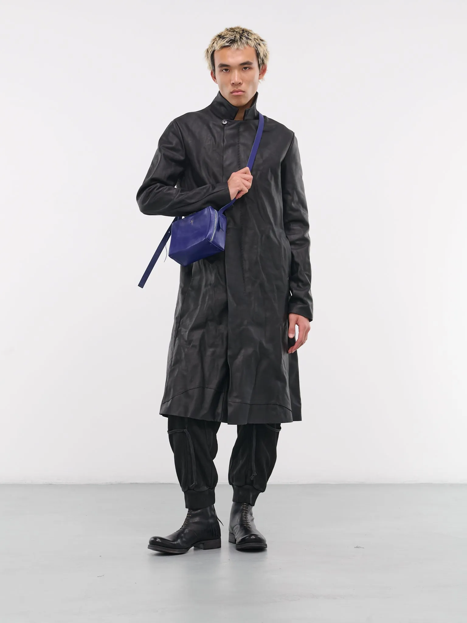 Stand Collar Leather Coat (C125Z-VA-1-0-BLACK)