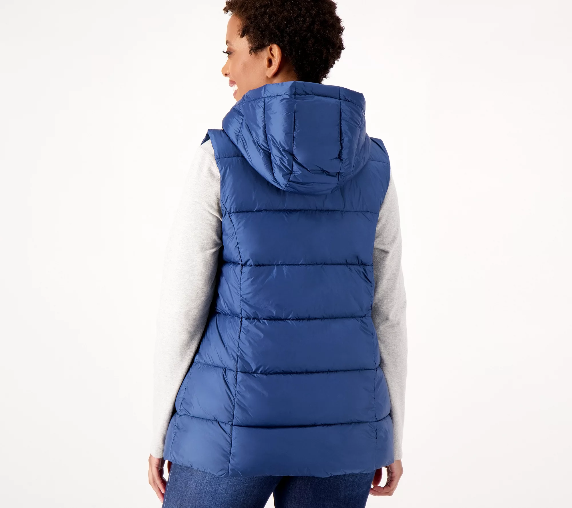 Susan Graver Weekend Water Resistant Quilted Vest w/ Zip Off Hood