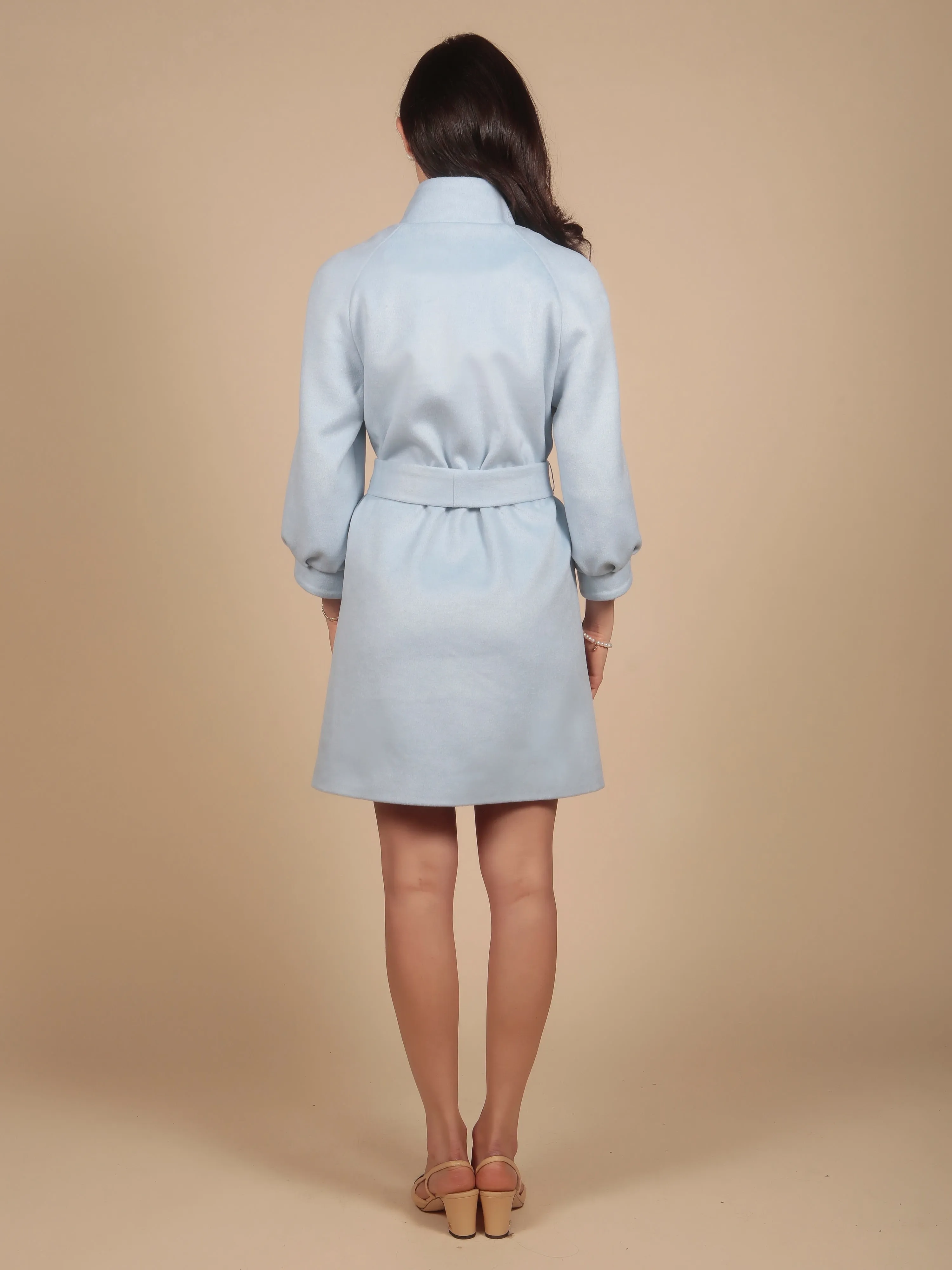 'Taylor' Cashmere and Wool Coat in Blu