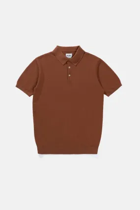 Textured Knit Ss Polo Clay