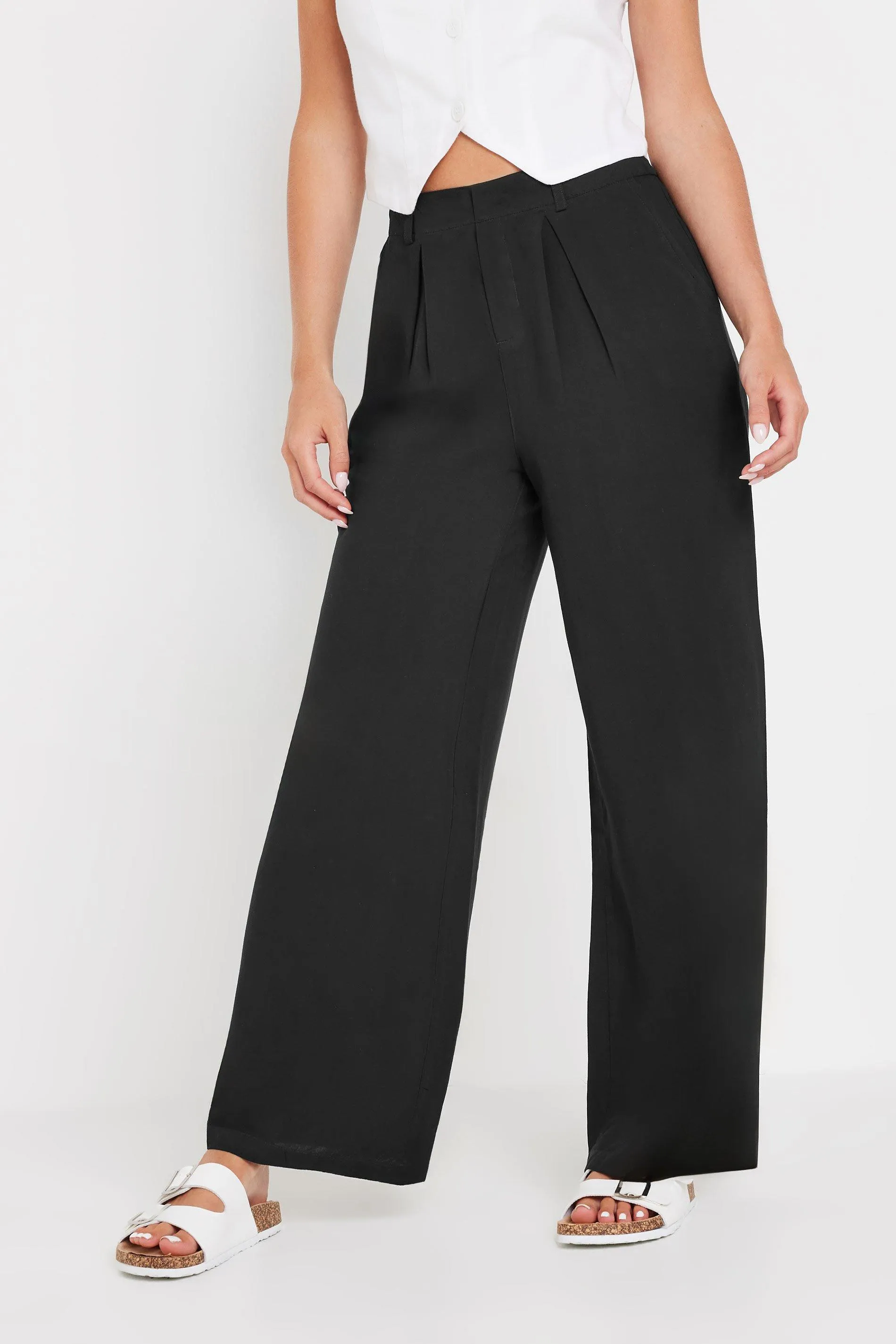 Trousers | Petite Wide Leg Suit Trousers | PixieGirl