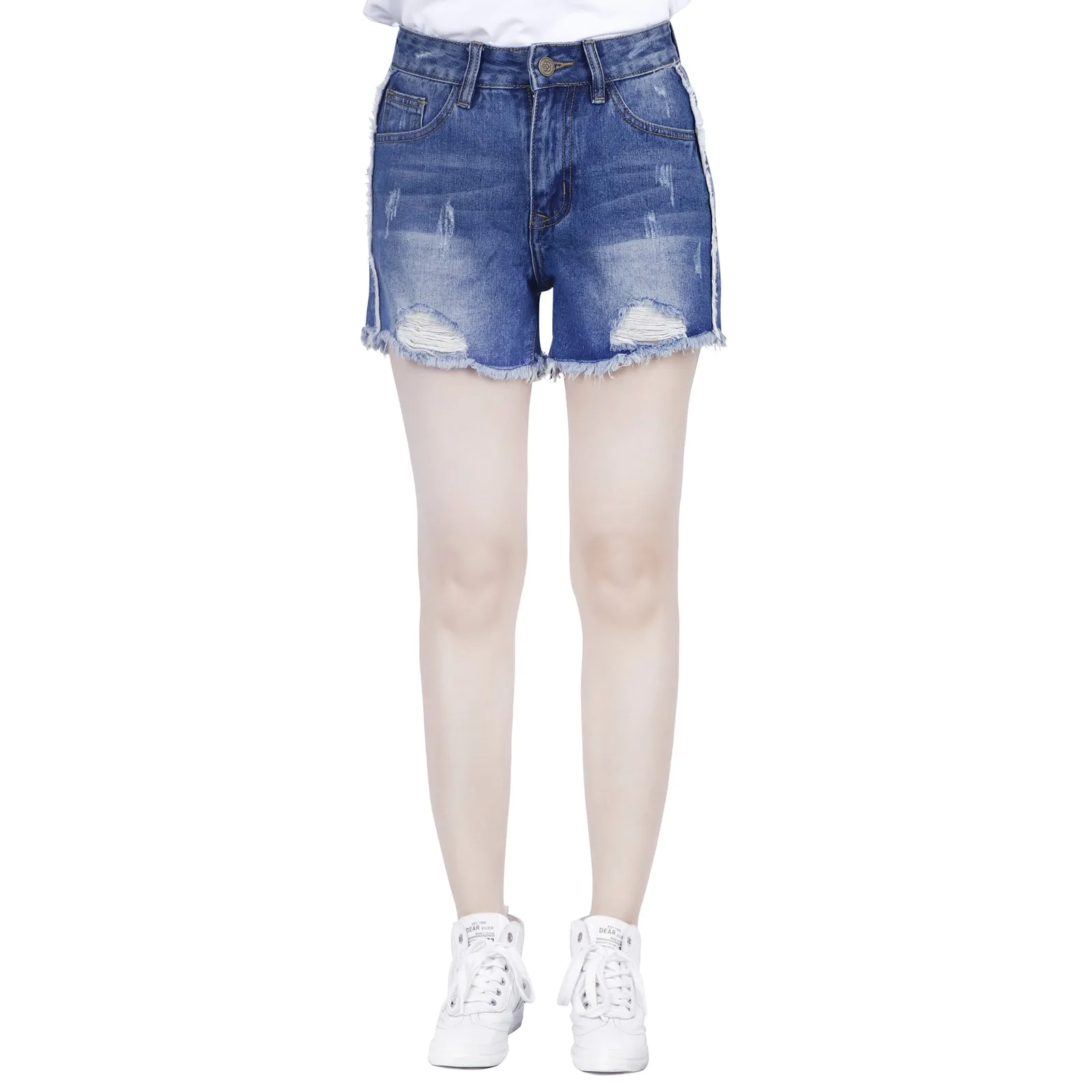 UK Womens High Waisted Shorts Jeans Ripped Denim Shorts Jeans HotPants