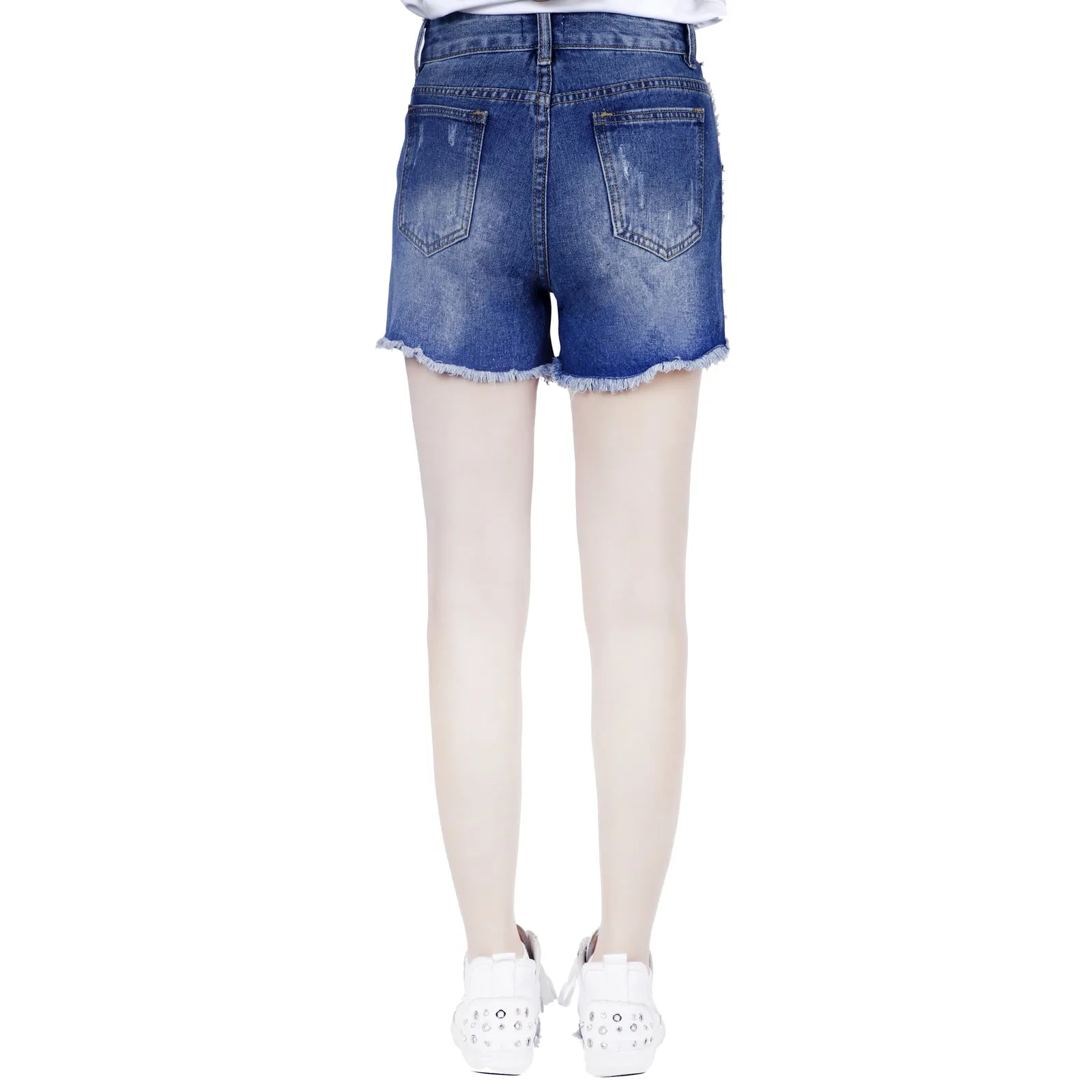 UK Womens High Waisted Shorts Jeans Ripped Denim Shorts Jeans HotPants