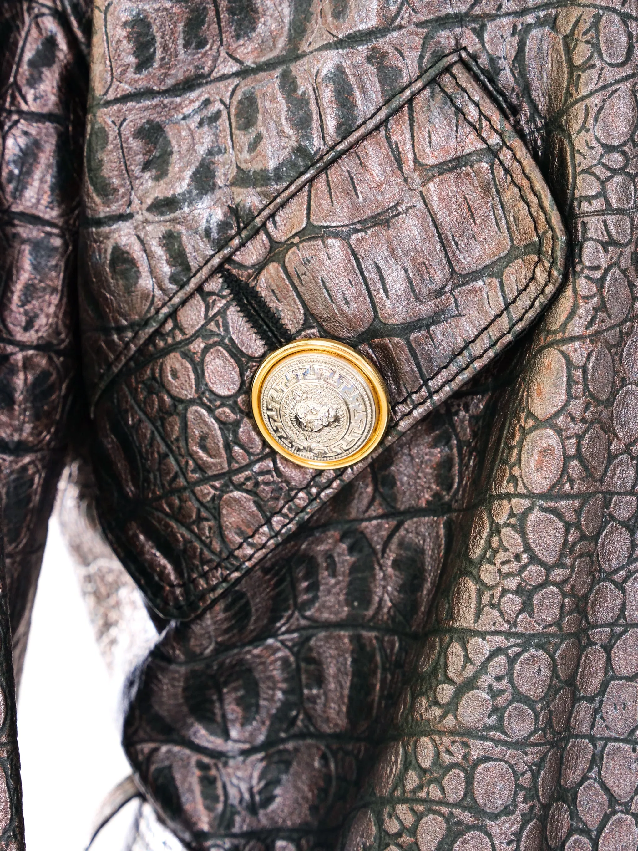 Versus Gianni Versace Croc Embossed Leather Jacket