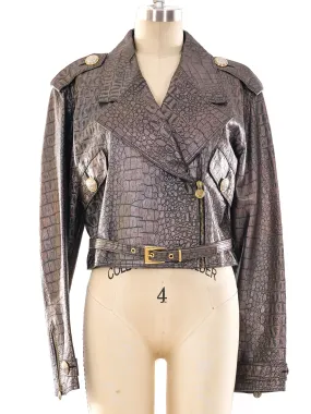 Versus Gianni Versace Croc Embossed Leather Jacket