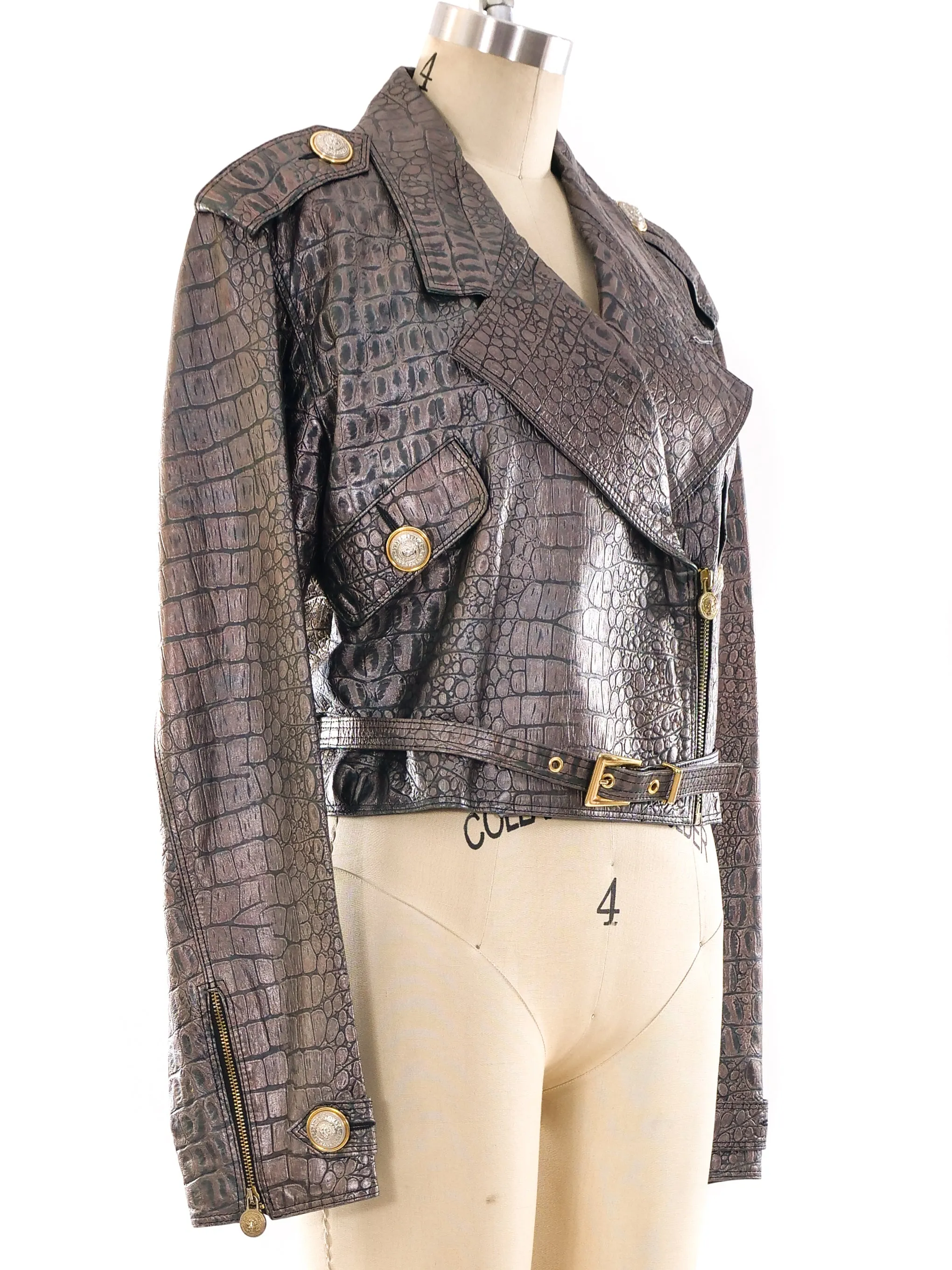 Versus Gianni Versace Croc Embossed Leather Jacket