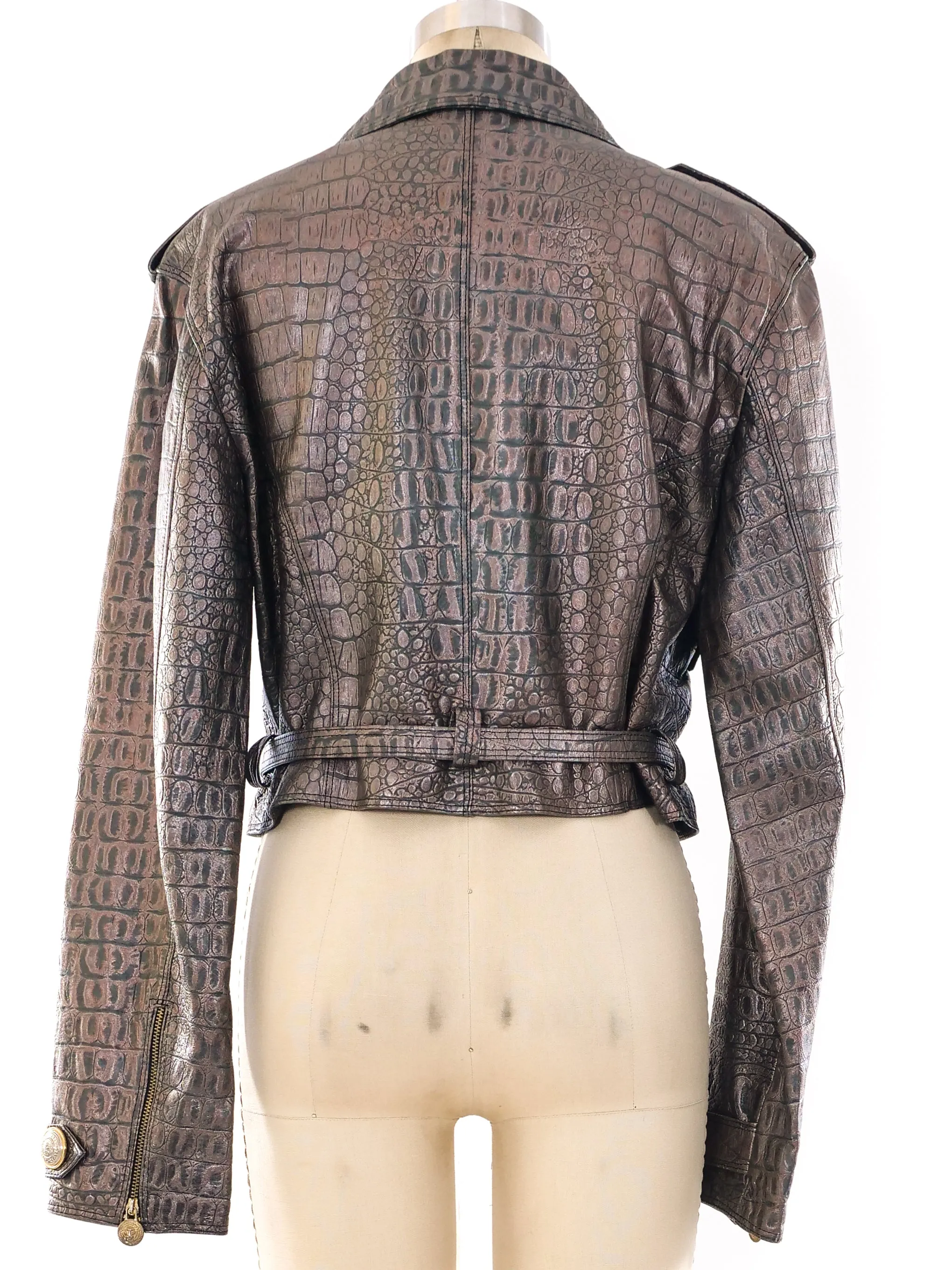 Versus Gianni Versace Croc Embossed Leather Jacket