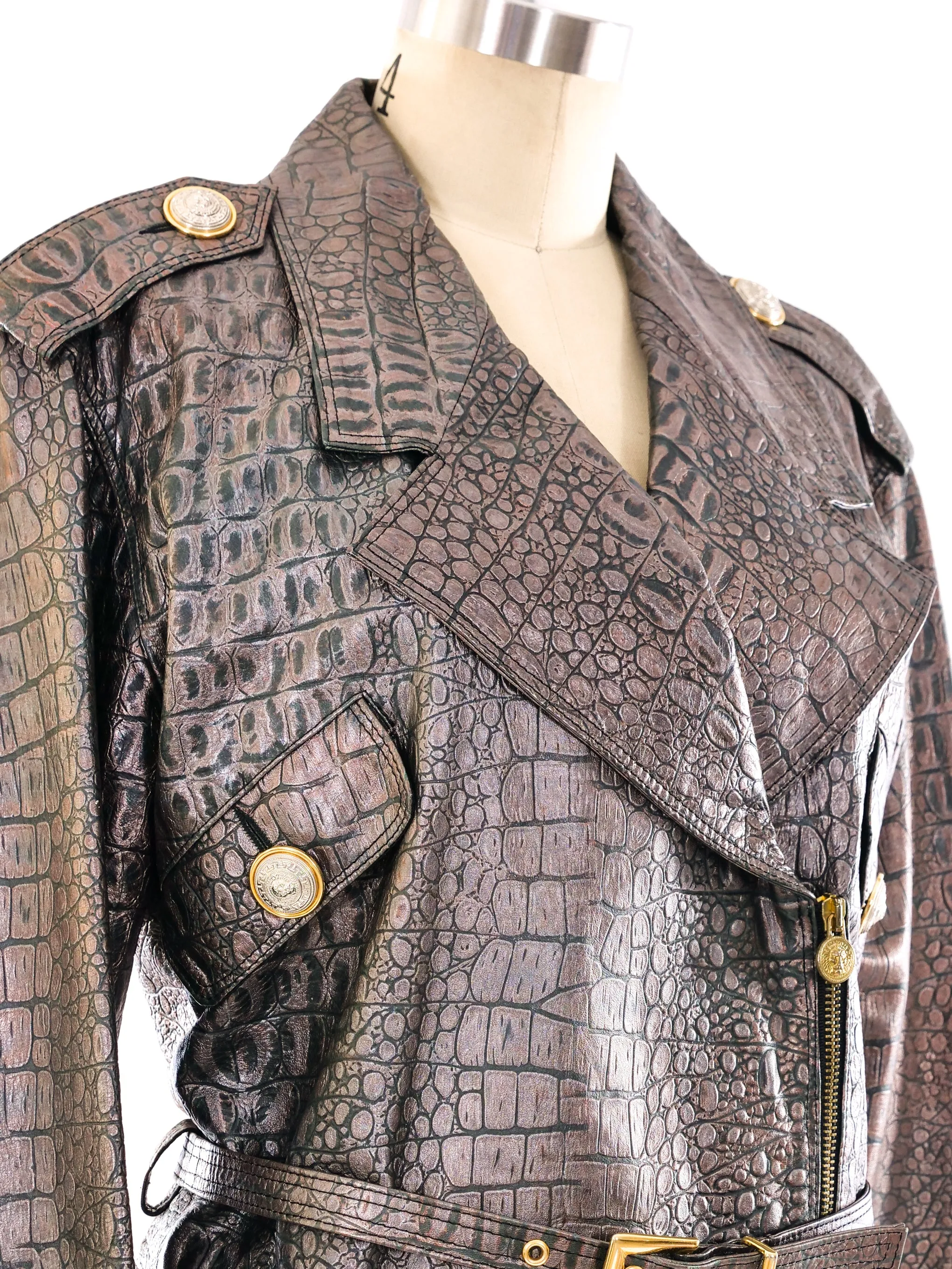 Versus Gianni Versace Croc Embossed Leather Jacket