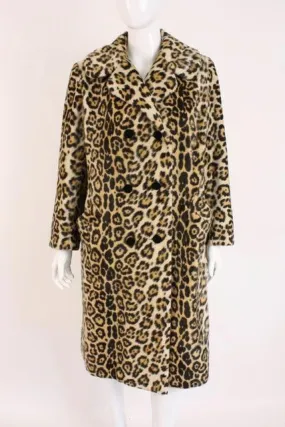 Vintage 60's SAFARI Leopard Faux Fur Coat