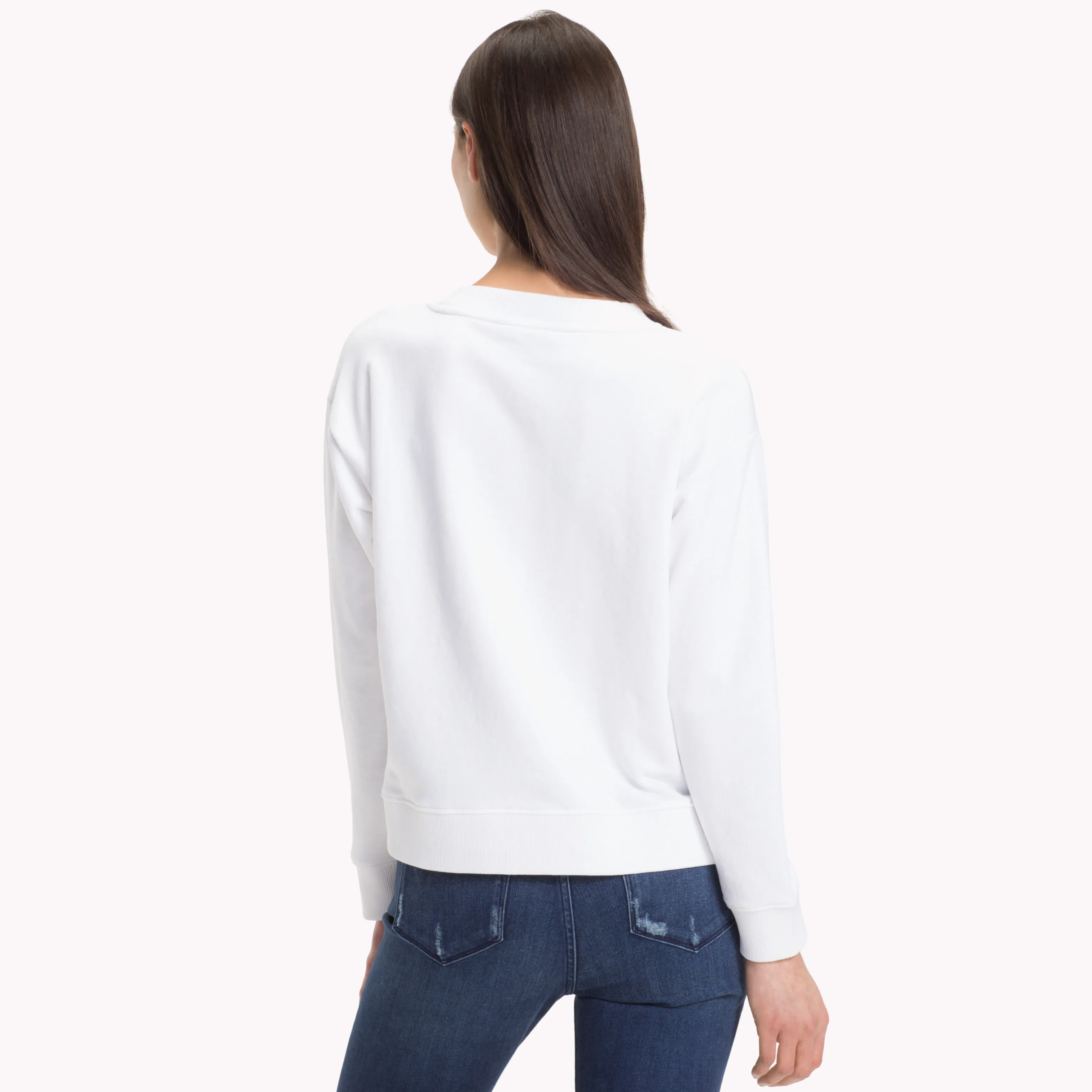 White Crew Neck Cotton Terry Sweatshirt | Sweatshirts & Hoodies | Tommy Hilfiger