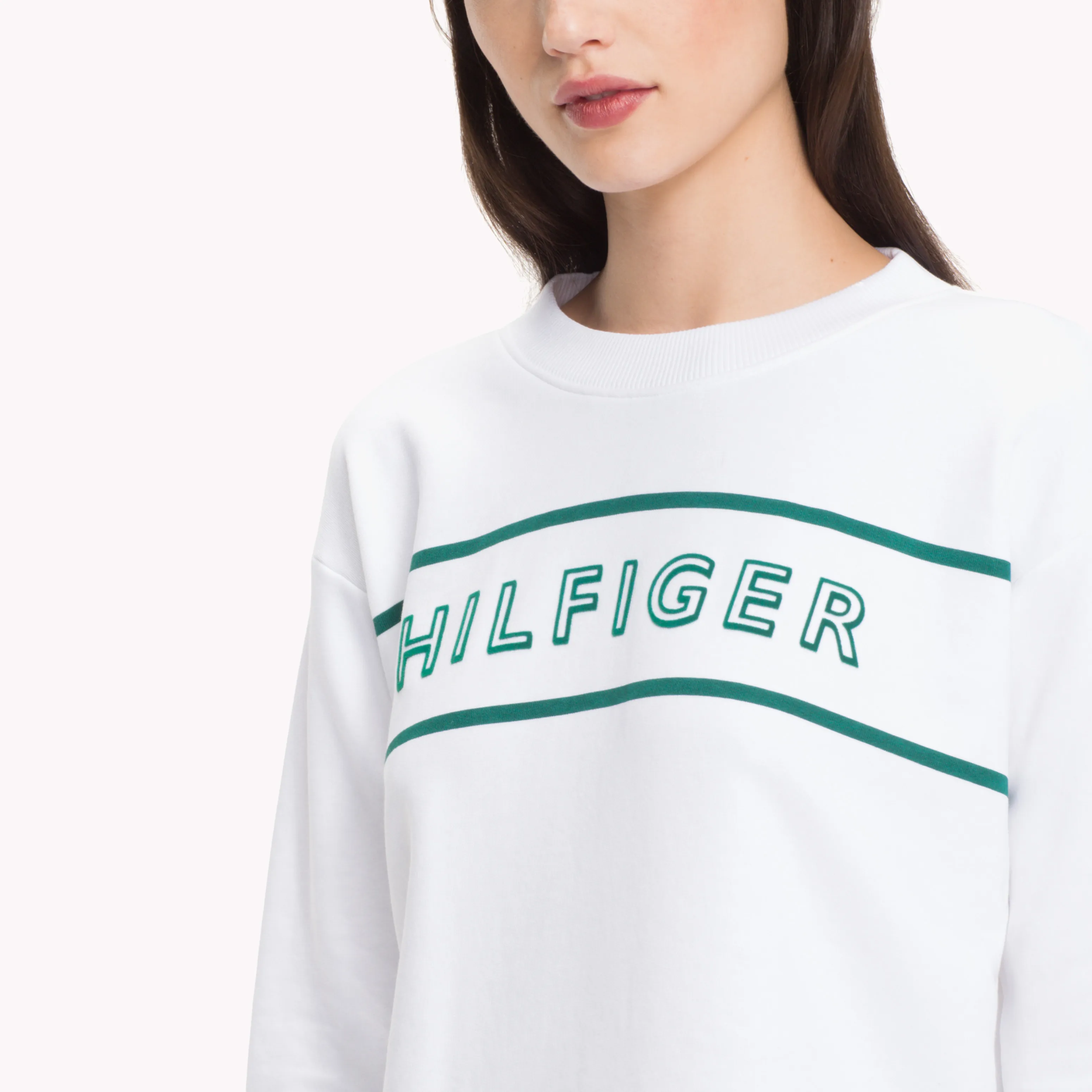 White Crew Neck Cotton Terry Sweatshirt | Sweatshirts & Hoodies | Tommy Hilfiger