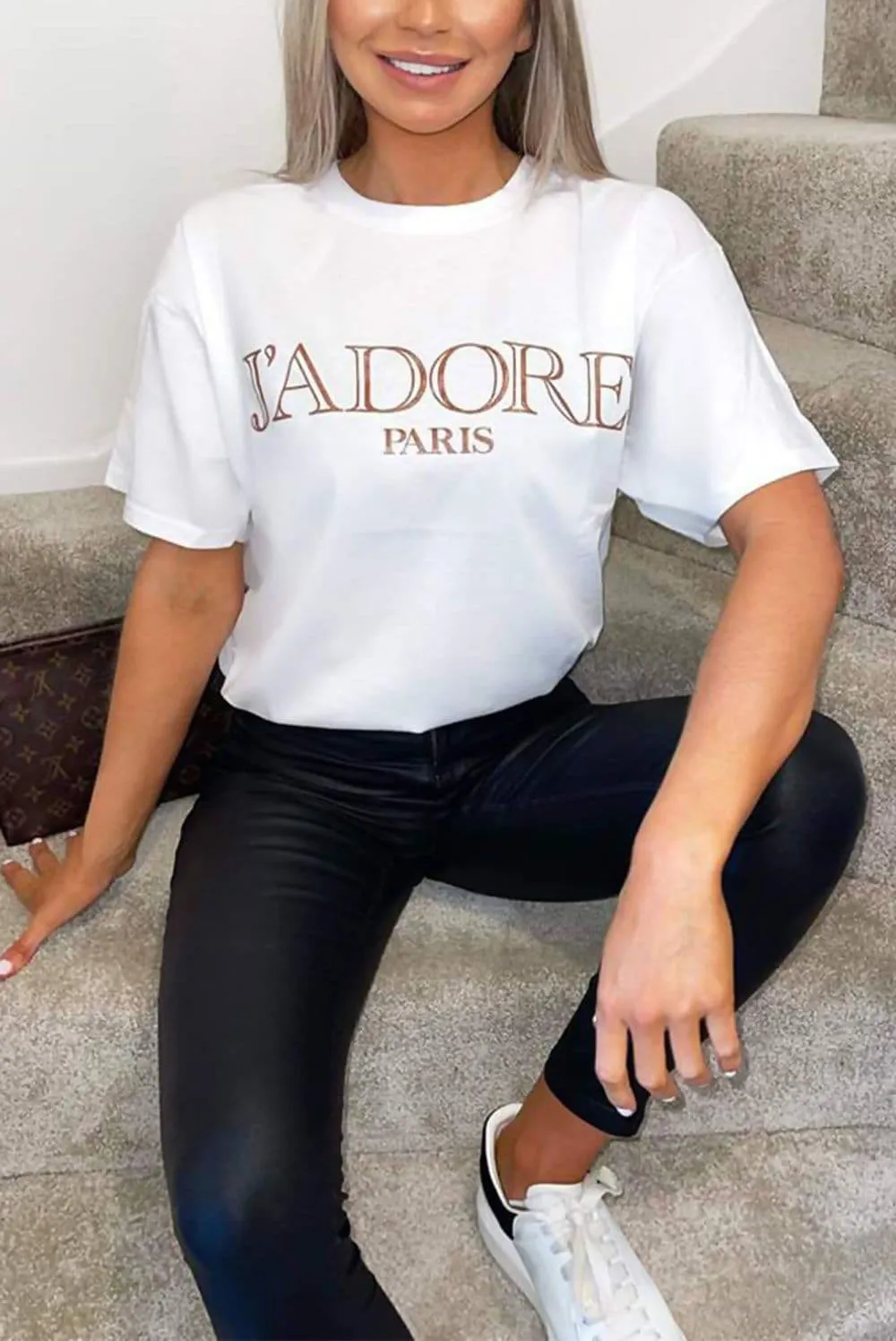 White J' Adore Paris  Over-Sized Tee