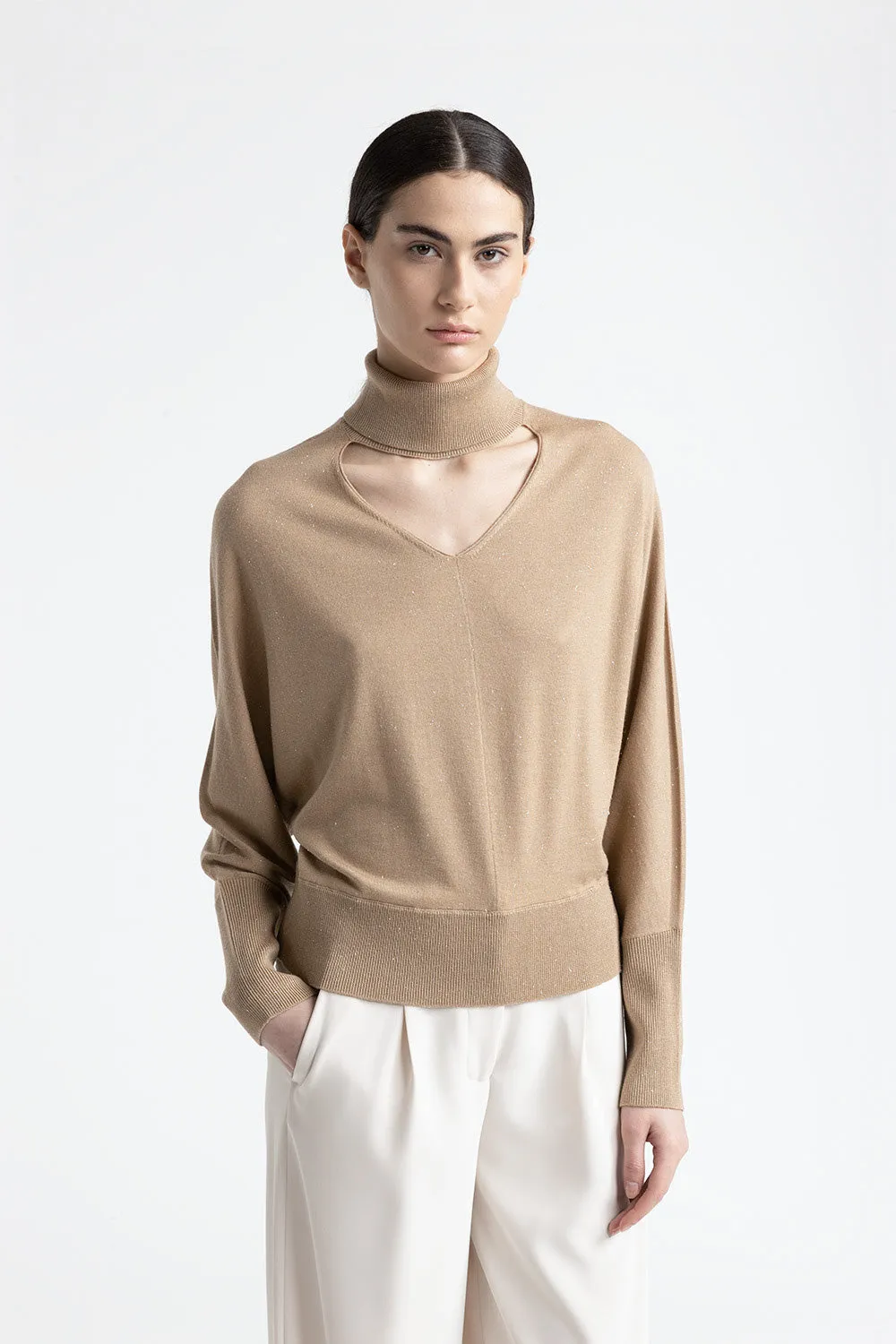 Wool and viscose V neck sweater